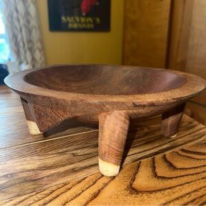 Vintage Hand Carved Ceremonial Kava Bowl 4 Legs 9”  in diameter 3” in height
